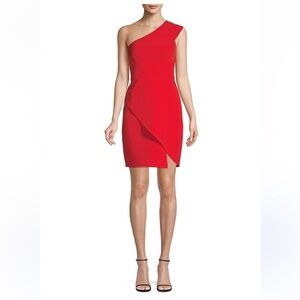 BCBGMaxAzria Asymmetrical One Shoulder Red Berry sz 6